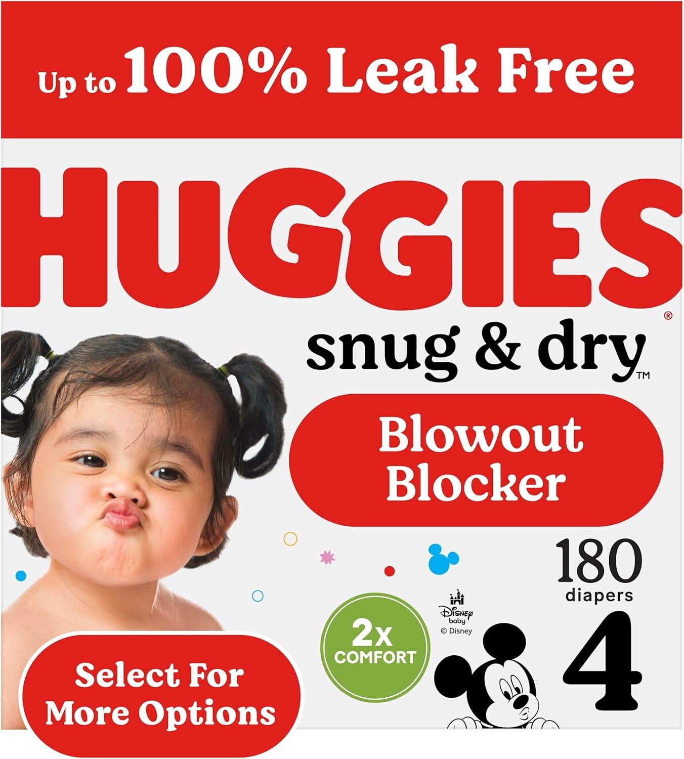 Huggies Size 4 Diapers, Snug & Dry Baby Diapers, Size 4 (22-37 Lbs), 180 Count