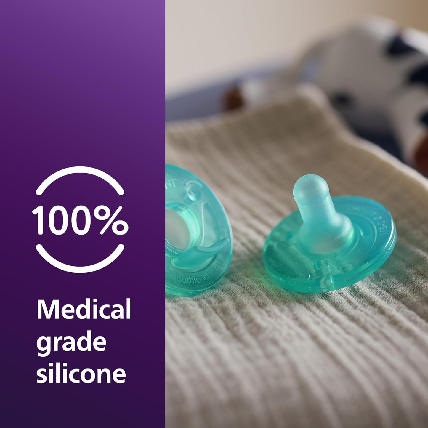Philips Avent Soothie Baby Pacifiers - 100% Silicone Pacifiers for Babies 0-3 Months, One-Piece Design, Bpa-Free, Extra Durable, Green and Yellow, 4 Pack, Model SCF190/71