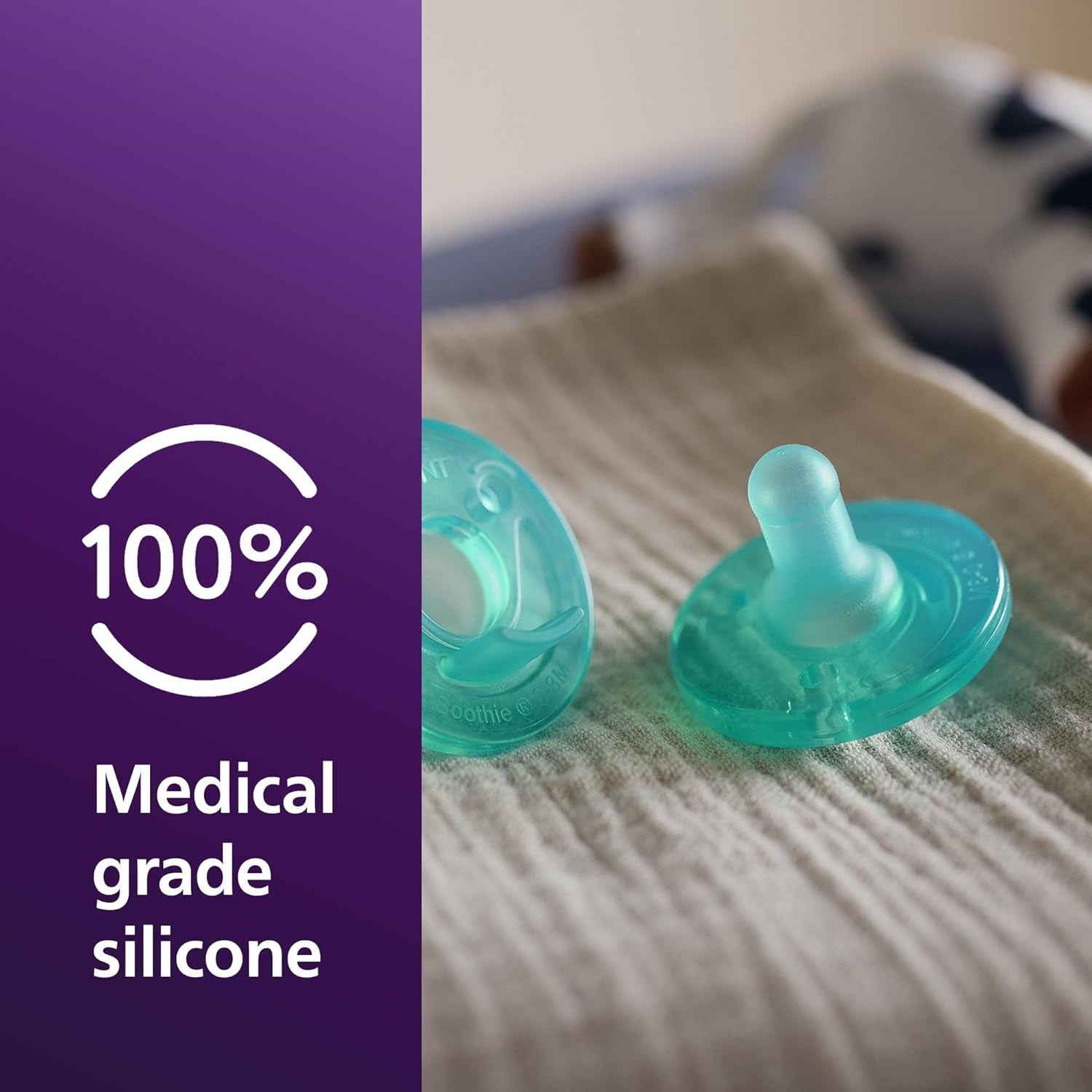Philips Avent Soothie Baby Pacifiers - 100% Silicone Pacifiers for Babies 0-3 Months, One-Piece Design, Bpa-Free, Extra Durable, Lilac and Pink, 4 Pack, Model SCF190/70