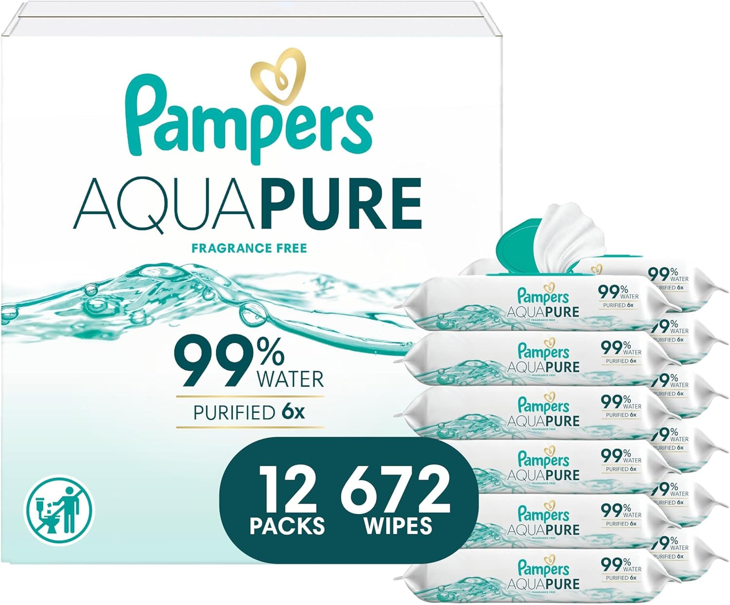 Pampers Aqua Pure Baby Wipes 56 Ct OLD