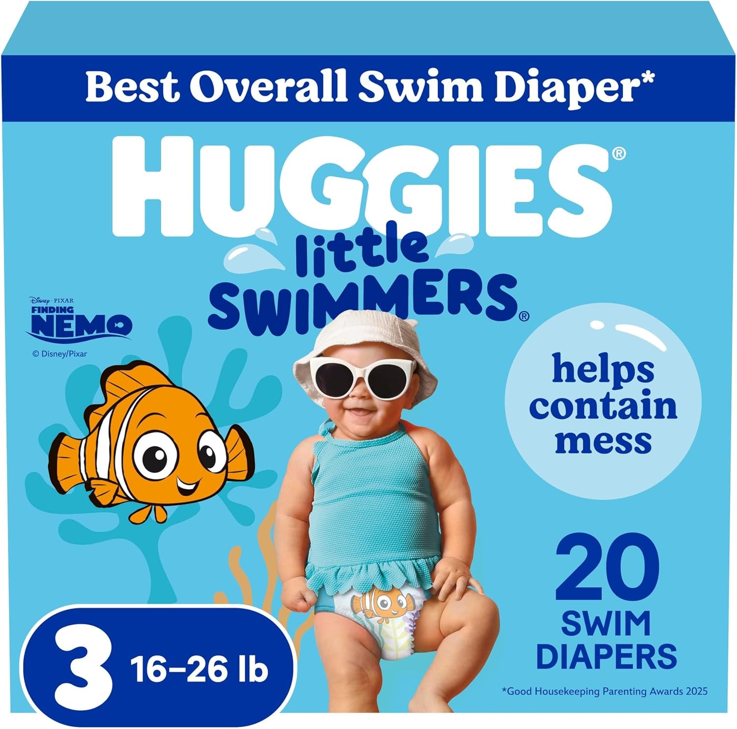 Huggies Little Swimmers Disposable Swim Diapers, Size 3 (16-26 Lbs), 20 Ct
