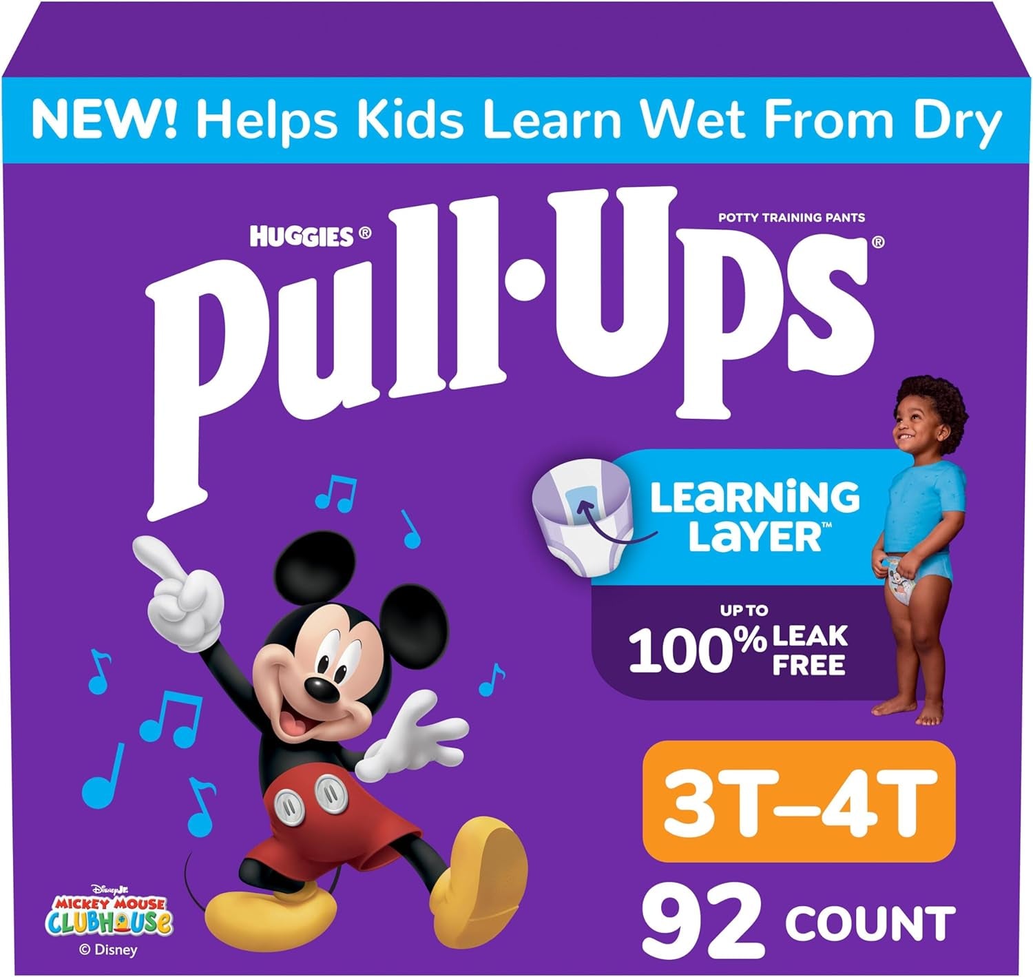 Pull-Ups Boys' Potty Training Pants, Size 3T-4T Training Underwear (32-40 Lbs), 92 Count