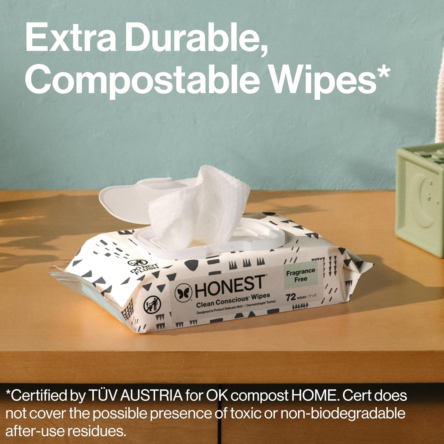 The Honest Company Hypoallergenic Multi-Use Baby Wipes for Sensitive Skin, Geo Mood, 60 Count