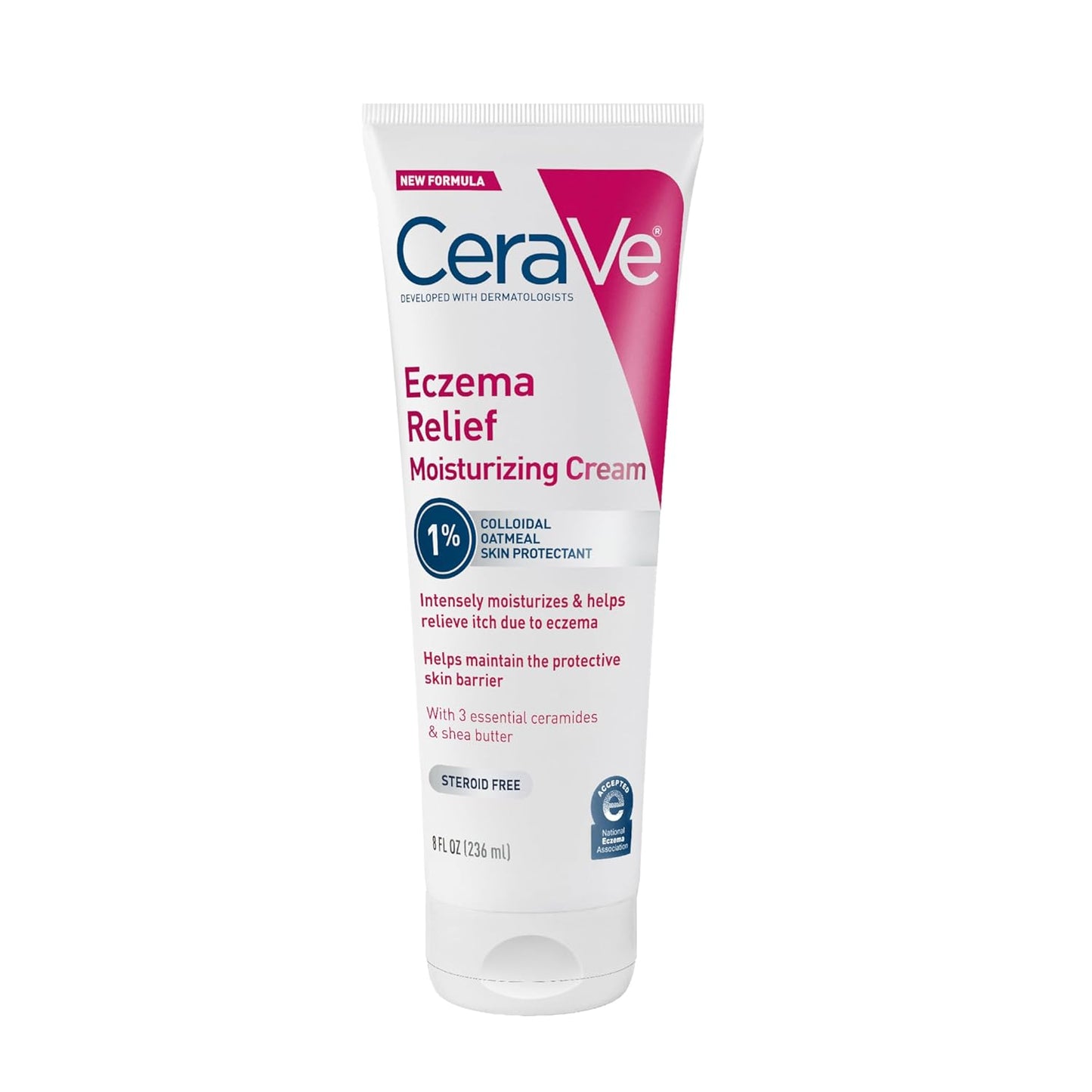 CeraVe Eczema Relief Moisturizing Cream is a steroid-free formula with colloidal oatmeal, 8 oz.