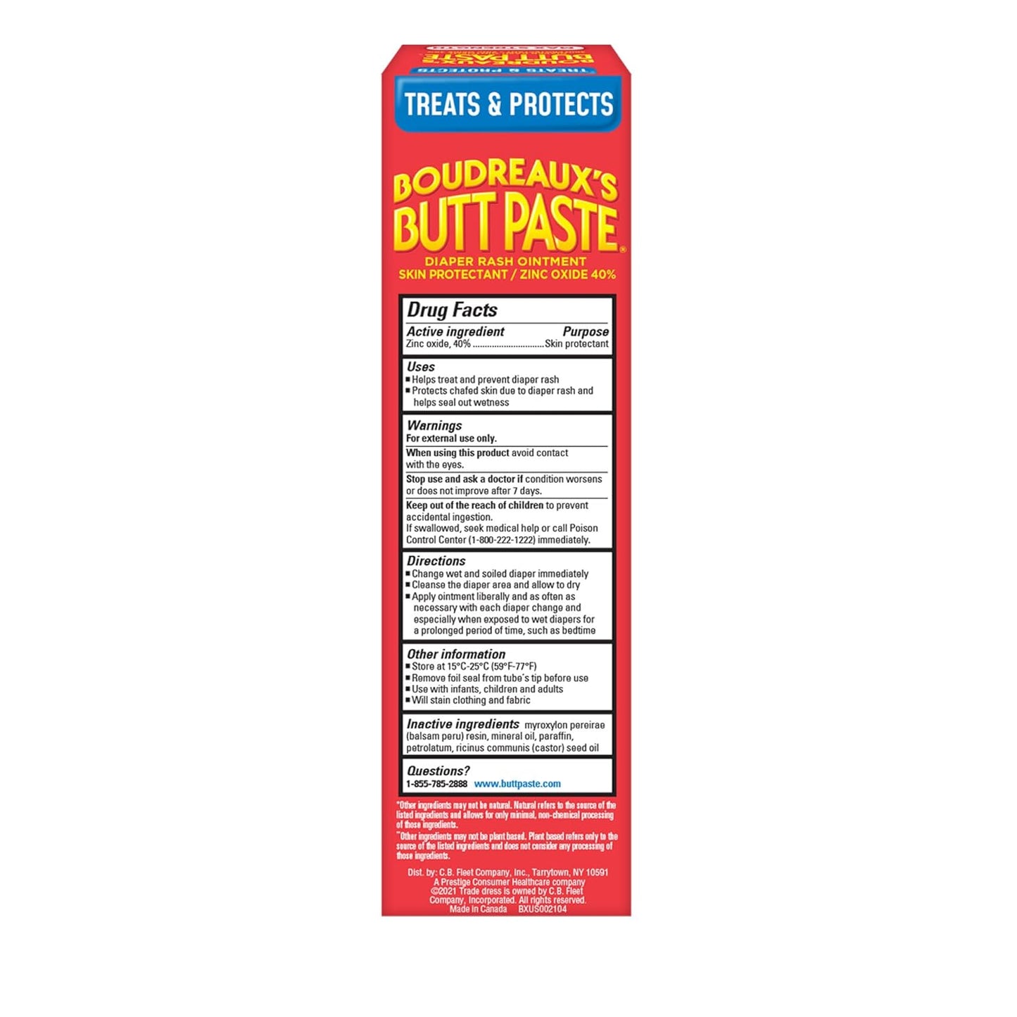 Boudreaux’S Butt Paste Max Strength Diaper Rash Cream for Baby, Ointment with Zinc Oxide, 4 Ounce Tube (Pack of 2)