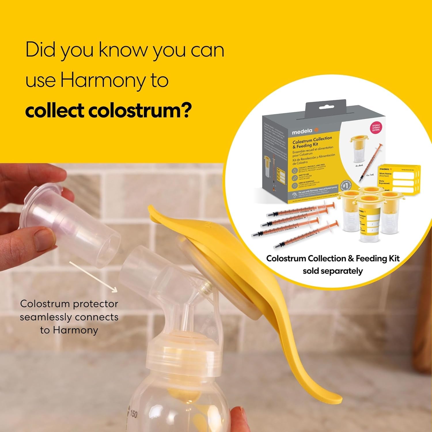 Medela Harmony Manual Breast Pump with Colostrum Collection and Feeding Kit, 4-In-1 Solution, Collect, Store, Feed, and Pump, Includes Colostrum Collectors and Feeding Syringes