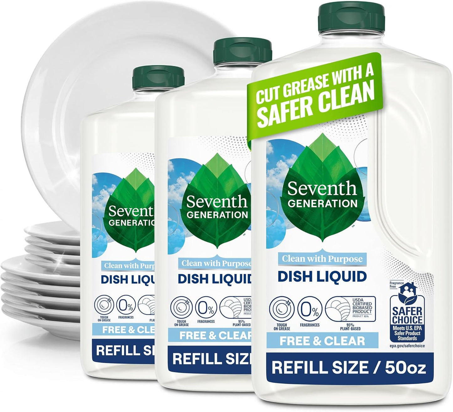 Seventh Generation Dish Soap Refill Free & Clear 50 fl oz 3-Pack
