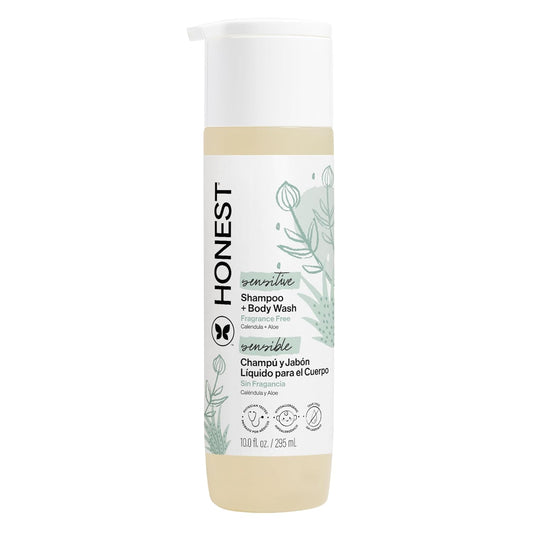 The Honest Company 2-In-1 Baby Shampoo & Body Wash, Fragrance-Free, Tear-Free, Hypoallergenic, Naturally Derived, Sensitive Skin, 10 Fl Oz