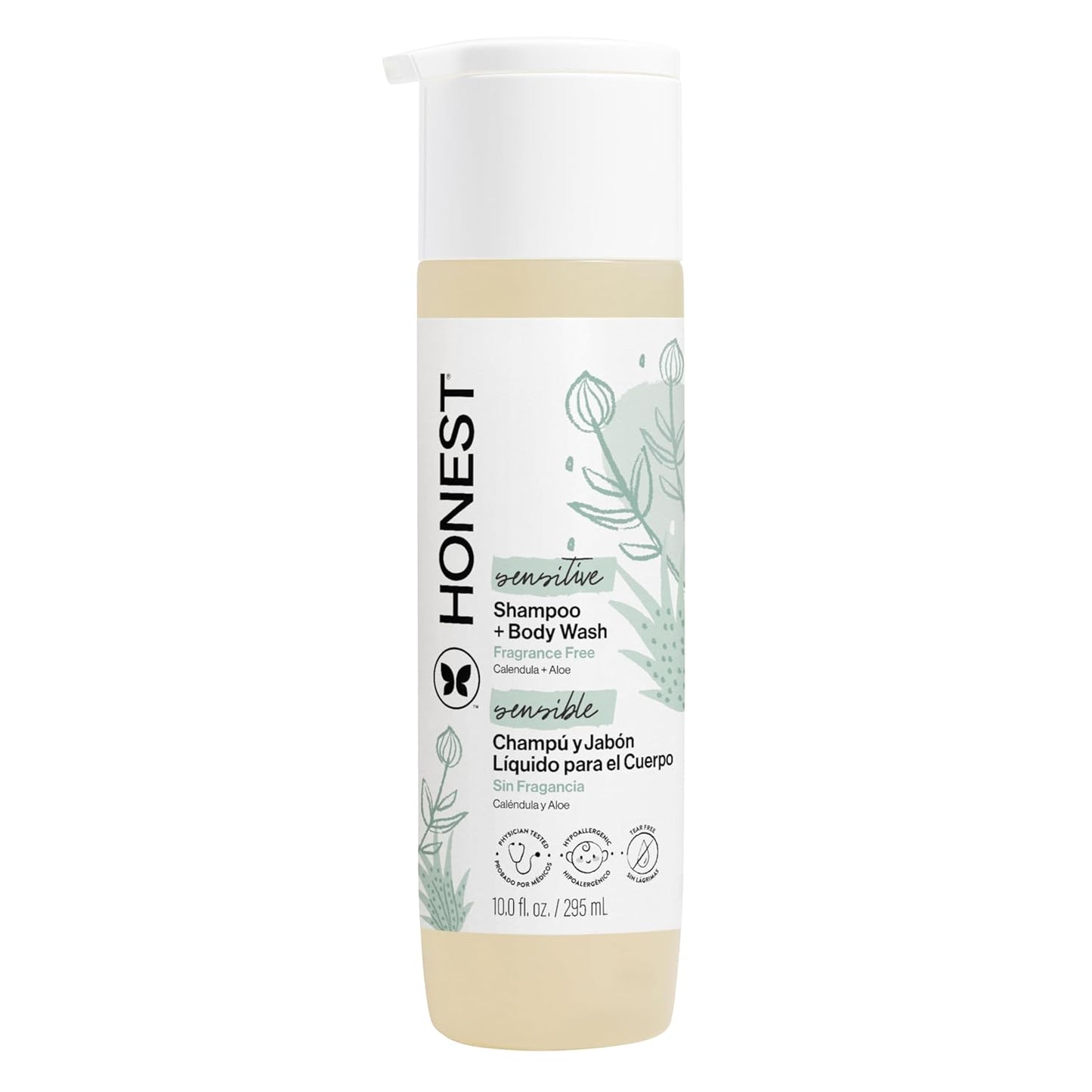 The Honest Company 2-In-1 Cleansing Shampoo Body Wash, Gentle for Baby, Naturally Derived, Tear-Free, Hypoallergenic, Citrus Vanilla Refresh, 10 Fl Oz