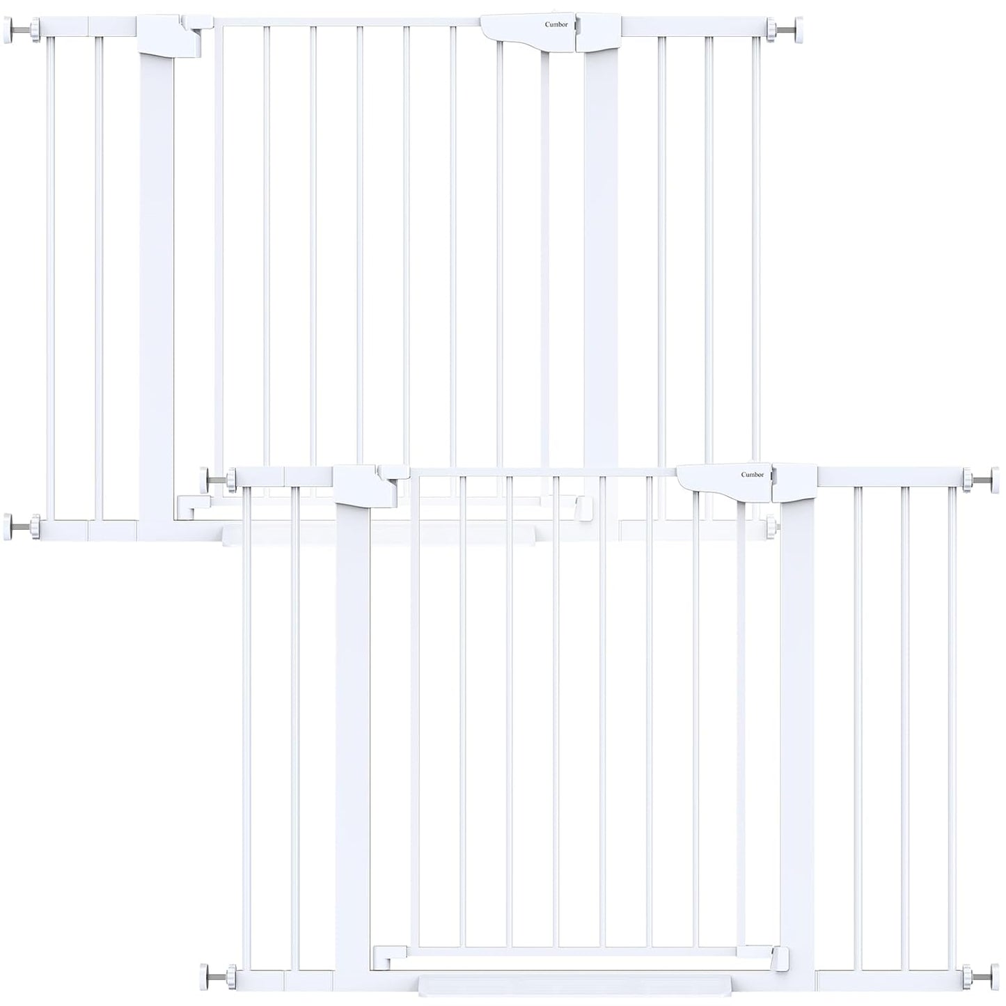 Cumbor 2 Pack 29.7-46" Baby Gate for Stairs, Mom'S Choice Awards Winner-Auto Close Dog Gate for Doorways, Easy Install Pressure Mounted Pet Gates Indoor, Easy Walk Thru Wide Safety Gate for Dog, White
