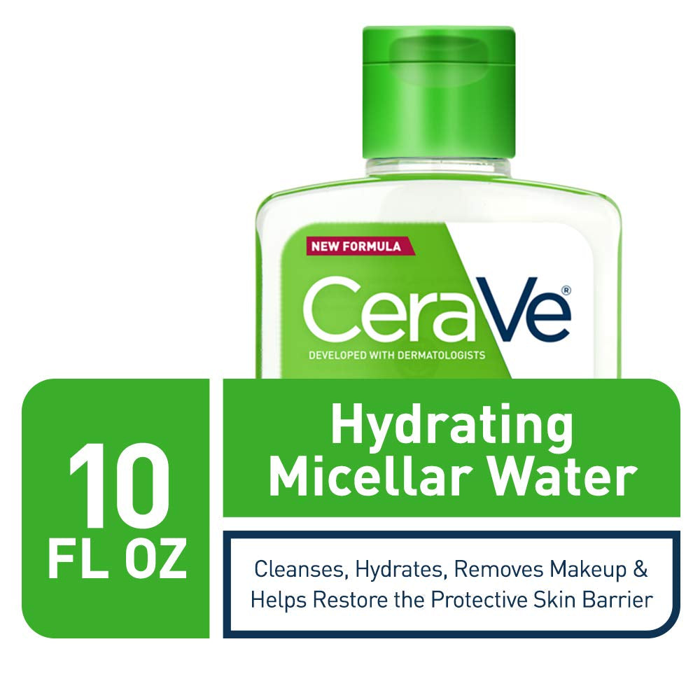 CeraVe micellar water cleanser 10 oz for cleansing, hydrating, and makeup removal with no rinsing needed.