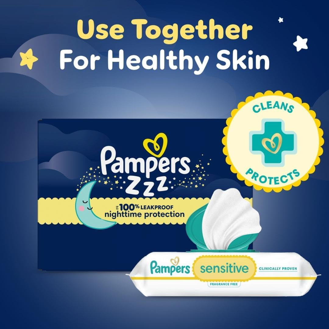 Pampers ZZZ Overnight Diapers, Size 5 (27+ Lbs), 88 Count, Nighttime Protection Disposable Baby Diaper, Night Time Leak and Skin Protection