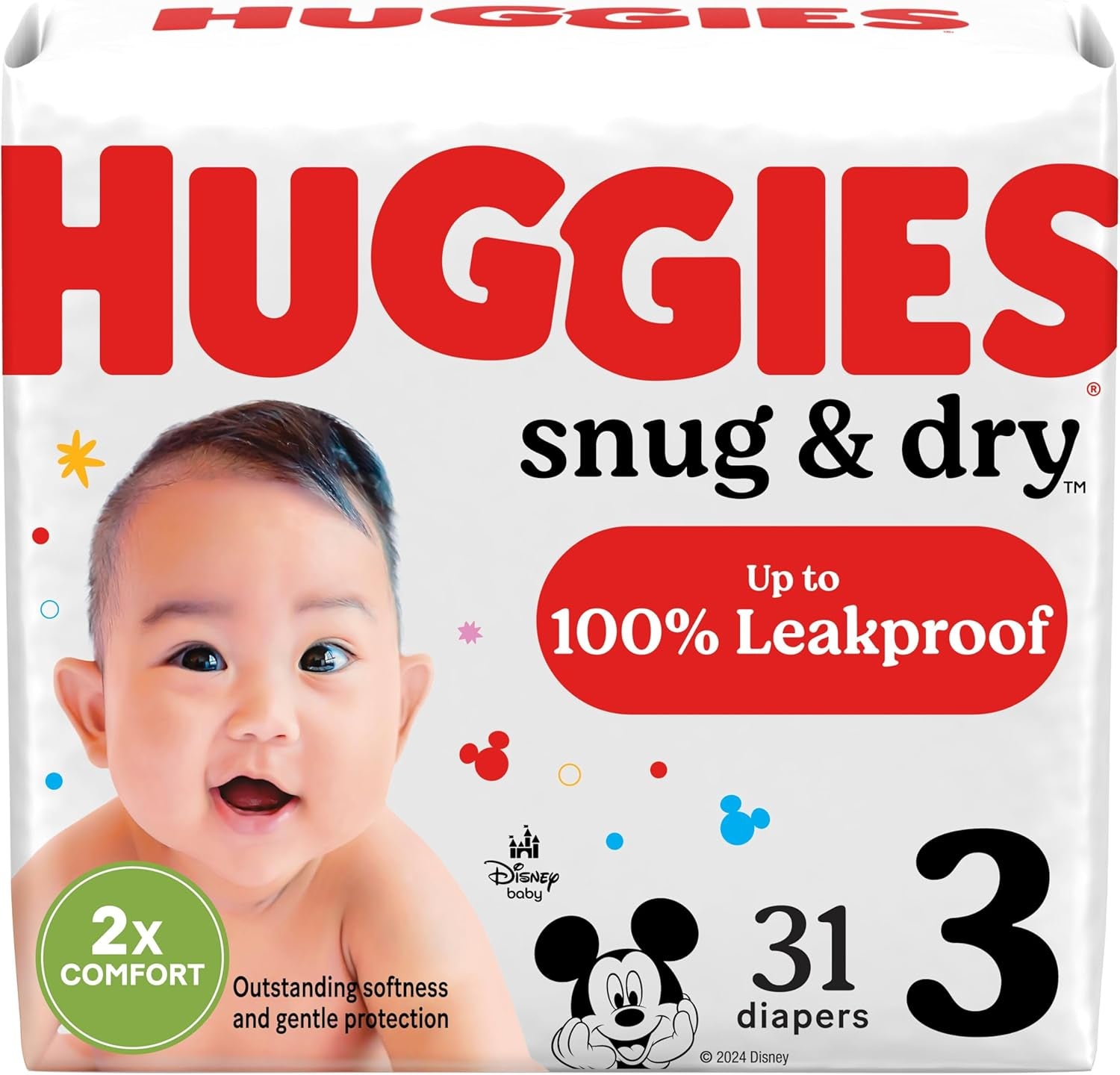 Huggies Snug & Dry Baby Diapers, Size 3 (16-28 Lbs), 31 Ct