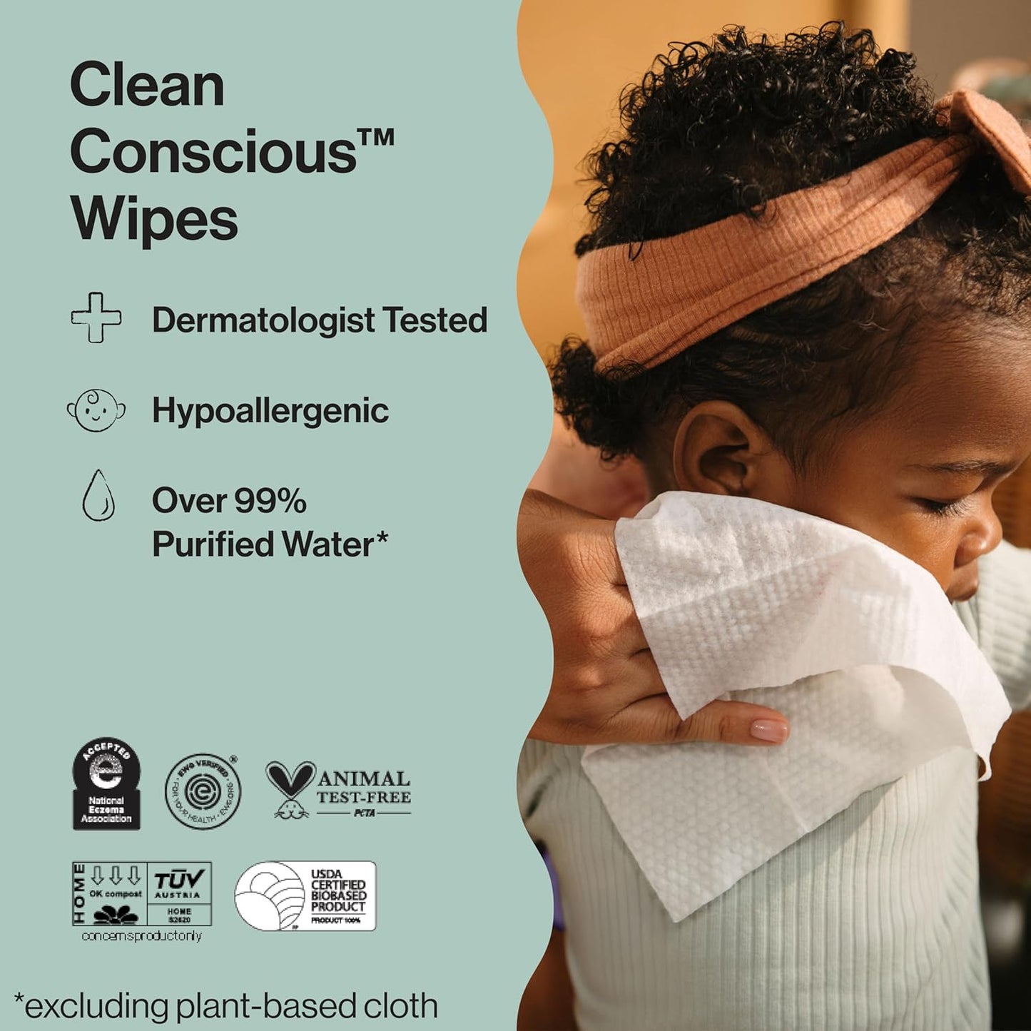The Honest Company Hypoallergenic Multi-Use Baby Wipes for Sensitive Baby Skin, Pattern Play, 10 Count (Pack of 6)