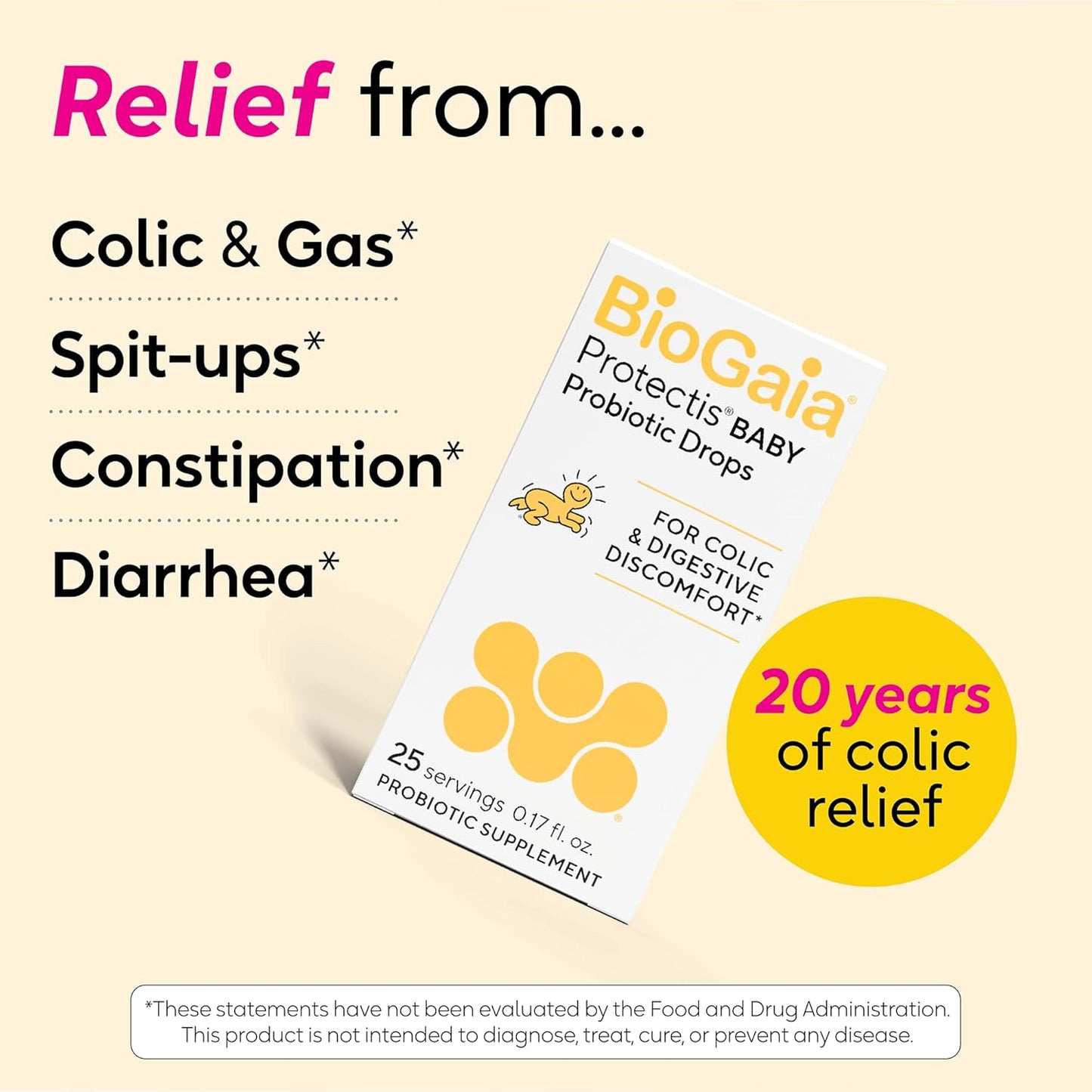 Biogaia Protectis Baby Probiotic Drops | Baby Essentials for Colic & Gas Relief | Safe for Newborns | Ease Crying, Fussing, Colic, Gas, Spit-Ups & Constipation | No Dairy, Soy & Gluten | 5Ml