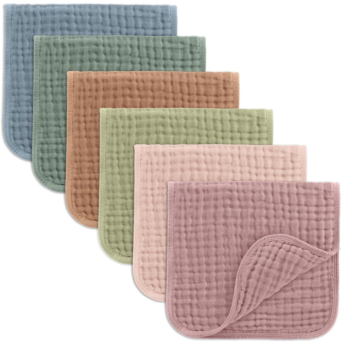 Comfy Cubs Muslin Burp Cloths 20" X 10", Pack of 6 - Large, 6-Layer, Ultra Absorbent 100% Cotton for Baby Drool and Messes - Soft, Safe & Gentle Baby Burp Cloths Set for Boys & Girls - Multi