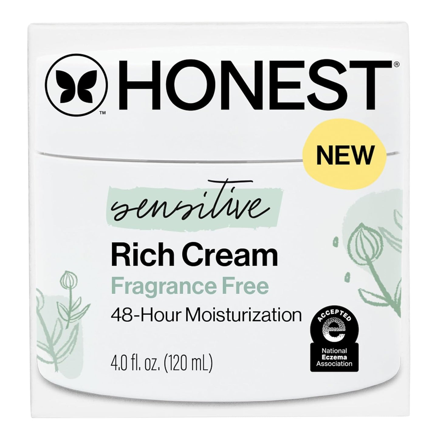 The Honest Company Sensitive Skin Rich Cream, Shea Butter, Blend of Bisabolol + Ginger Root Extract, Safe for Baby'S Sensitive Skin, Dermatologist Tested, Hypoallergenic, Fragrance Free, EWG Verified