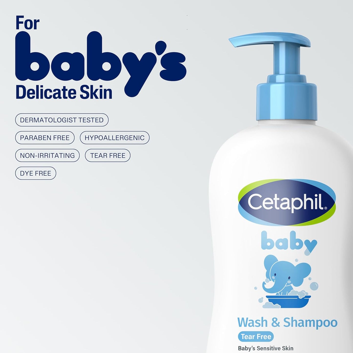 Cetaphil Baby Wash & Shampoo, 13.5Oz Pack of 2, Hypoallergenic, Gentle Enough for Everyday Use, Soap Free