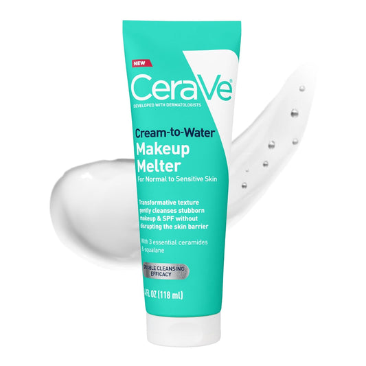 CeraVe Cream-to-Water Makeup Melter for Sensitive Skin, squalane makeup melter for sensitive skin, 4oz tube