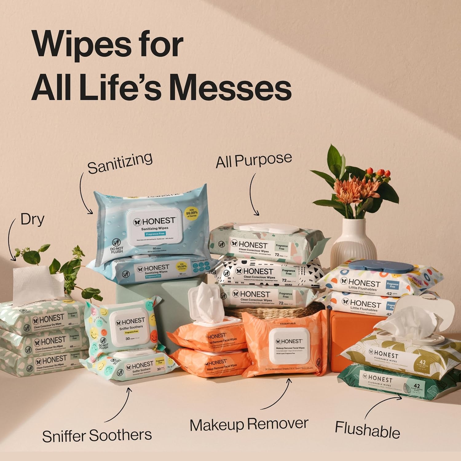 The Honest Company Plant-Based Snot Removing Wipes, Soothing Nose with Aloe, Hypoallergenic for Sensitive Skin, EWG Verified Fragrance-Free, 60 Count
