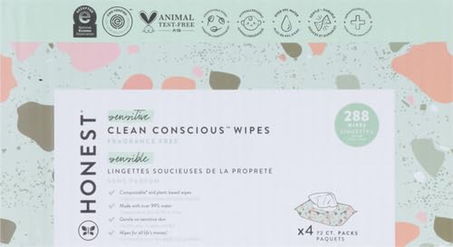 The Honest Company Hypoallergenic Multi-Use Baby Wipes for Sensitive Skin, Geo Mood, 288 Count (Pack of 3)