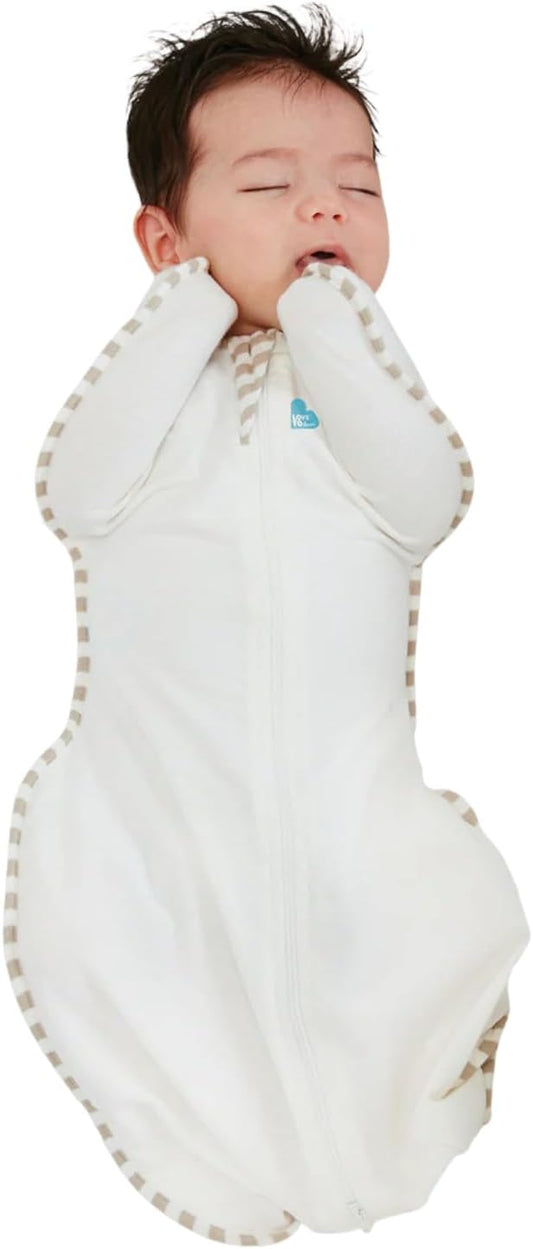 Love to Dream Organic Swaddle, Baby Sleep Sack, Swaddle up Self-Soothing Swaddles for Newborns, Get Longer Sleep, Snug Fit Helps Calm Startle Reflex,1.0 Tog, Small 5-8.5Lbs, Cream