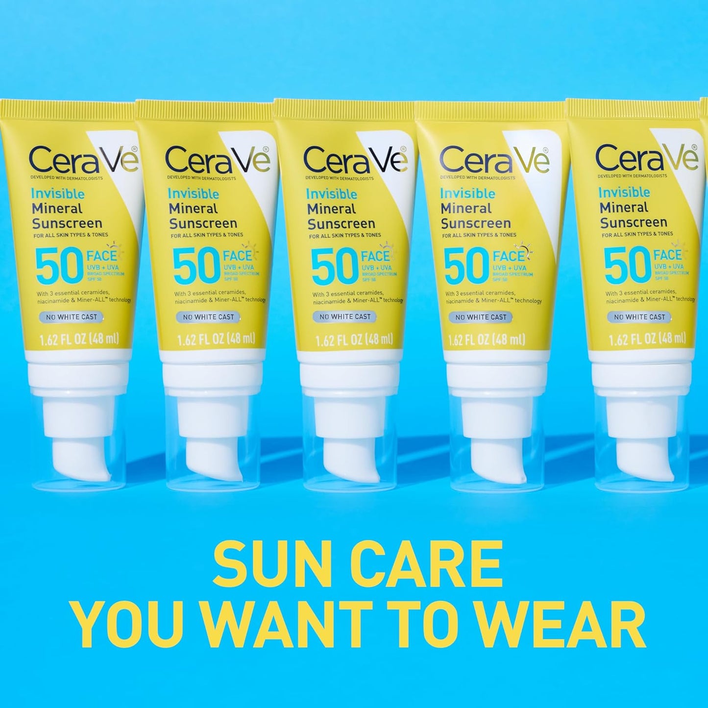 CeraVe Invisible Mineral Sunscreen SPF 50 Face Zinc Oxide Travel 1.62 oz
