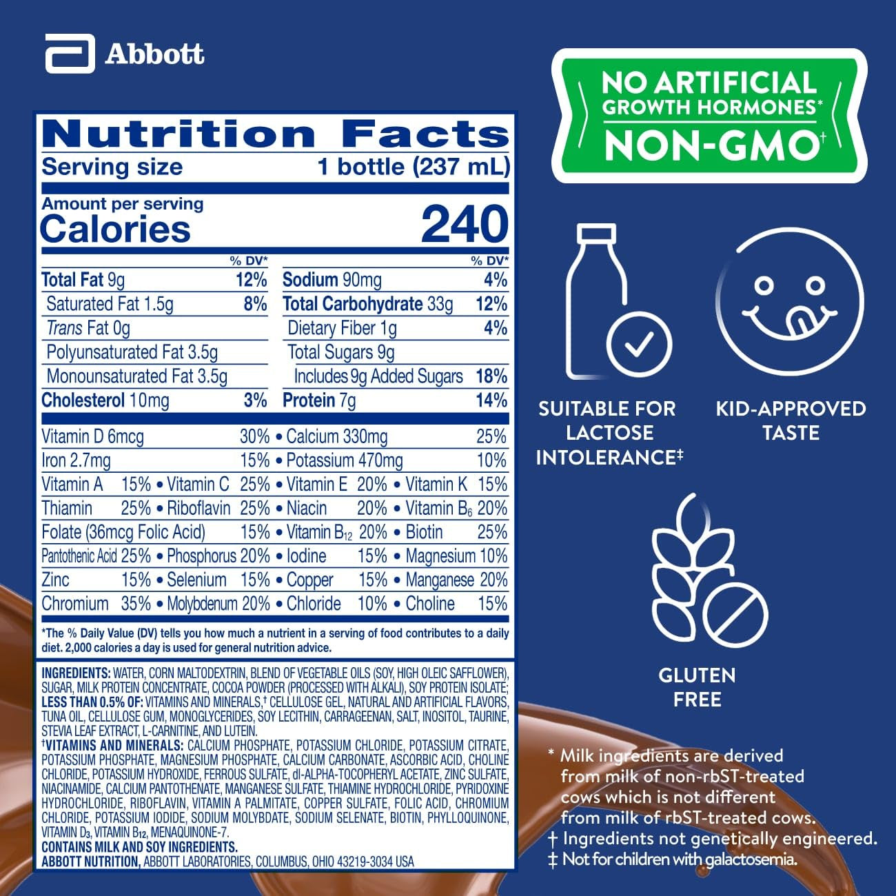 Pediasure Grow & Gain with Immune Support, 27 Vitamins & Minerals for Kids, 7G Protein, Non-Gmo, Gluten-Free, Vanilla, 8-Fl-Oz Bottle, Pack of 24