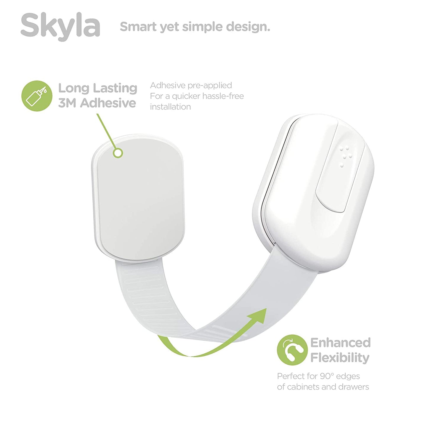 Baby Proofing Child Safety Locks (8 Pack) by Skyla Homes - the Safest, Quickest and Easiest 3M Adhesive Cabinet Latches, No Screws & Magnets, Multi-Purpose for Furniture, Kitchen, Ovens, Toilet Seats