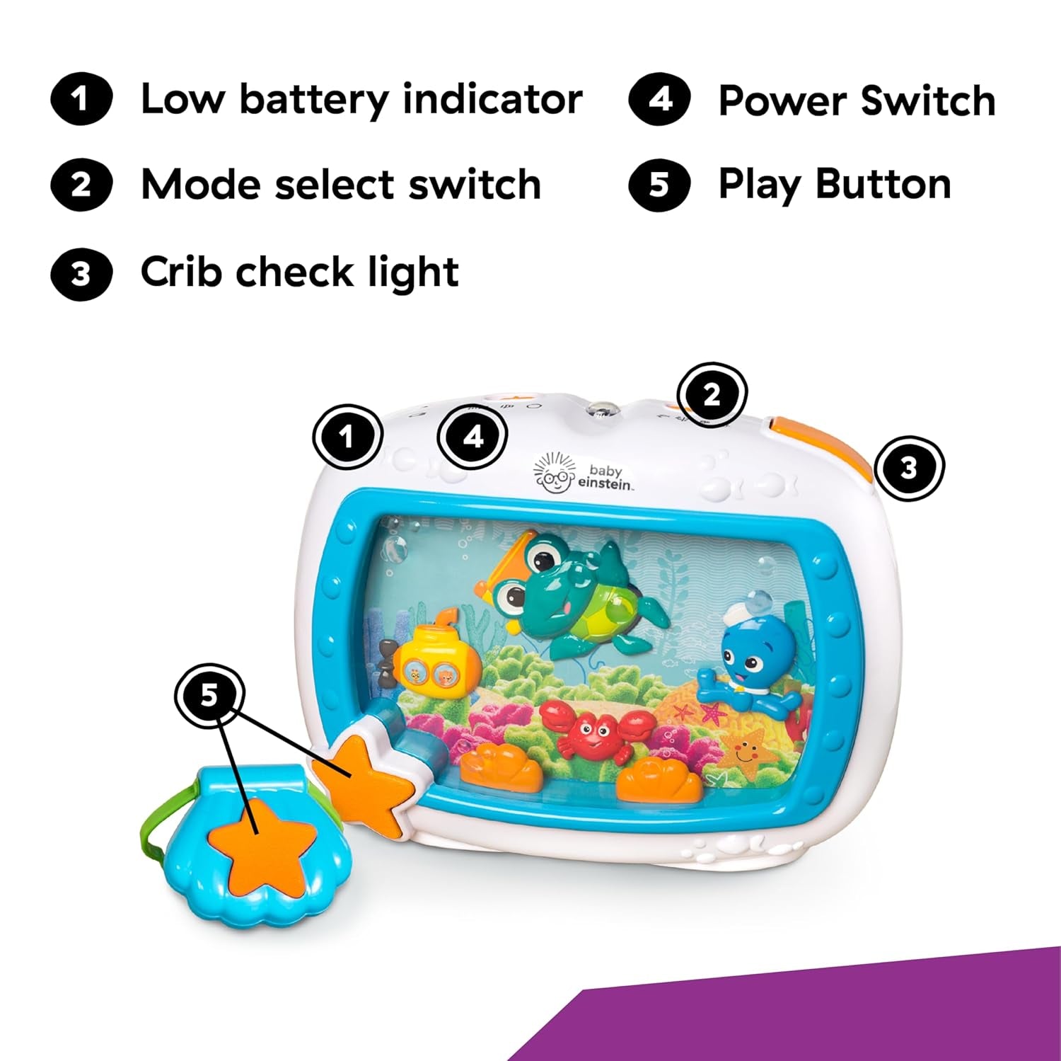Baby Einstein Sea Dreams Soother Musical Crib Toy and Sound Machine, Pink, Newborn and Up