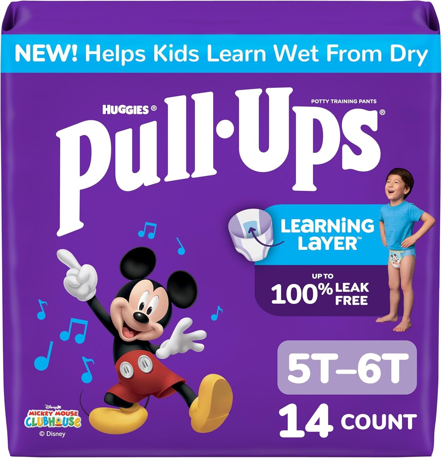 Pull-Ups Boys' Potty Training Pants, Size 5T-6T Training Underwear (46+ Lbs), 14 Count
