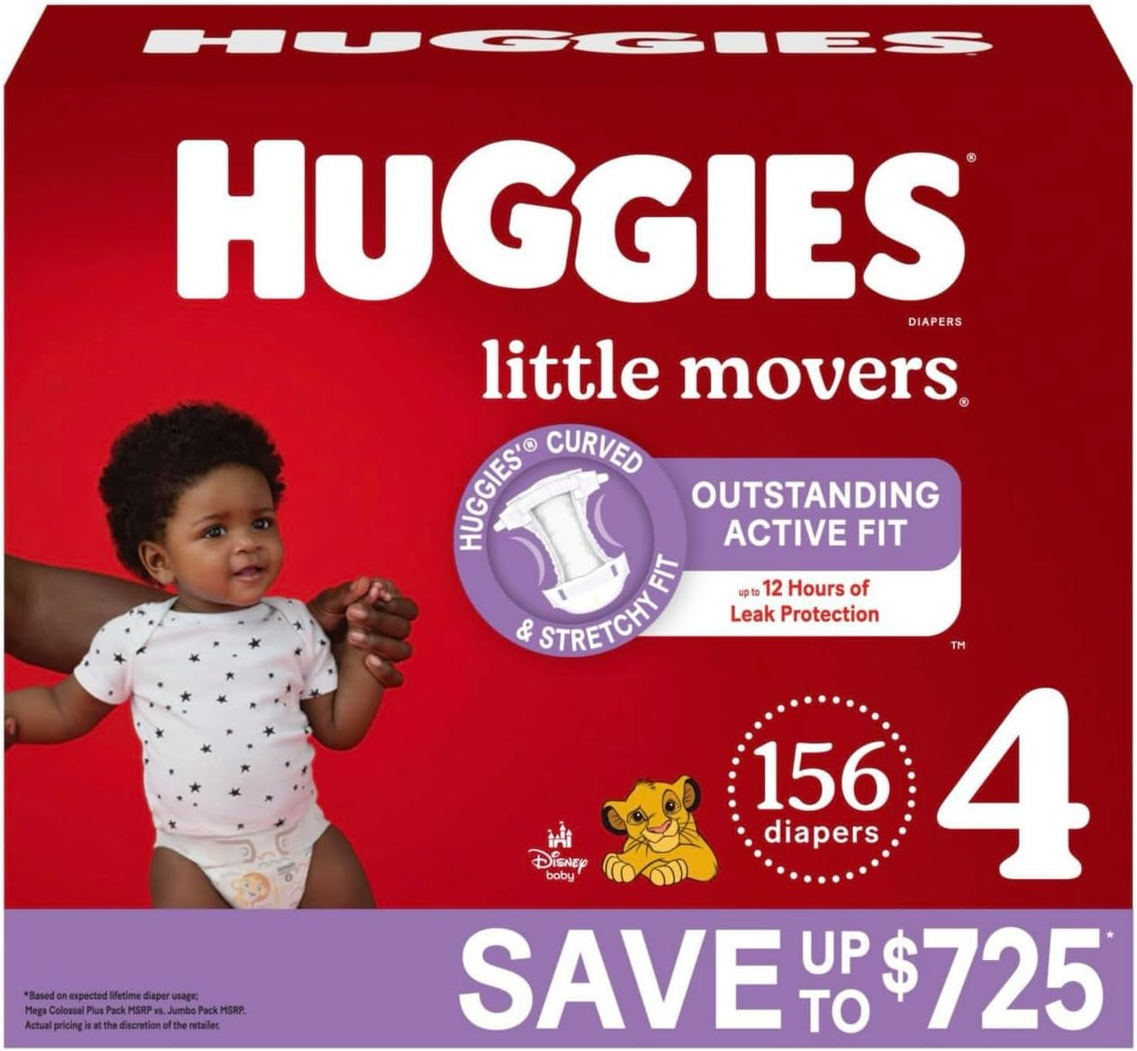 Huggies Little Movers Diapers, Size 4-22-37 Pounds (156 Count)