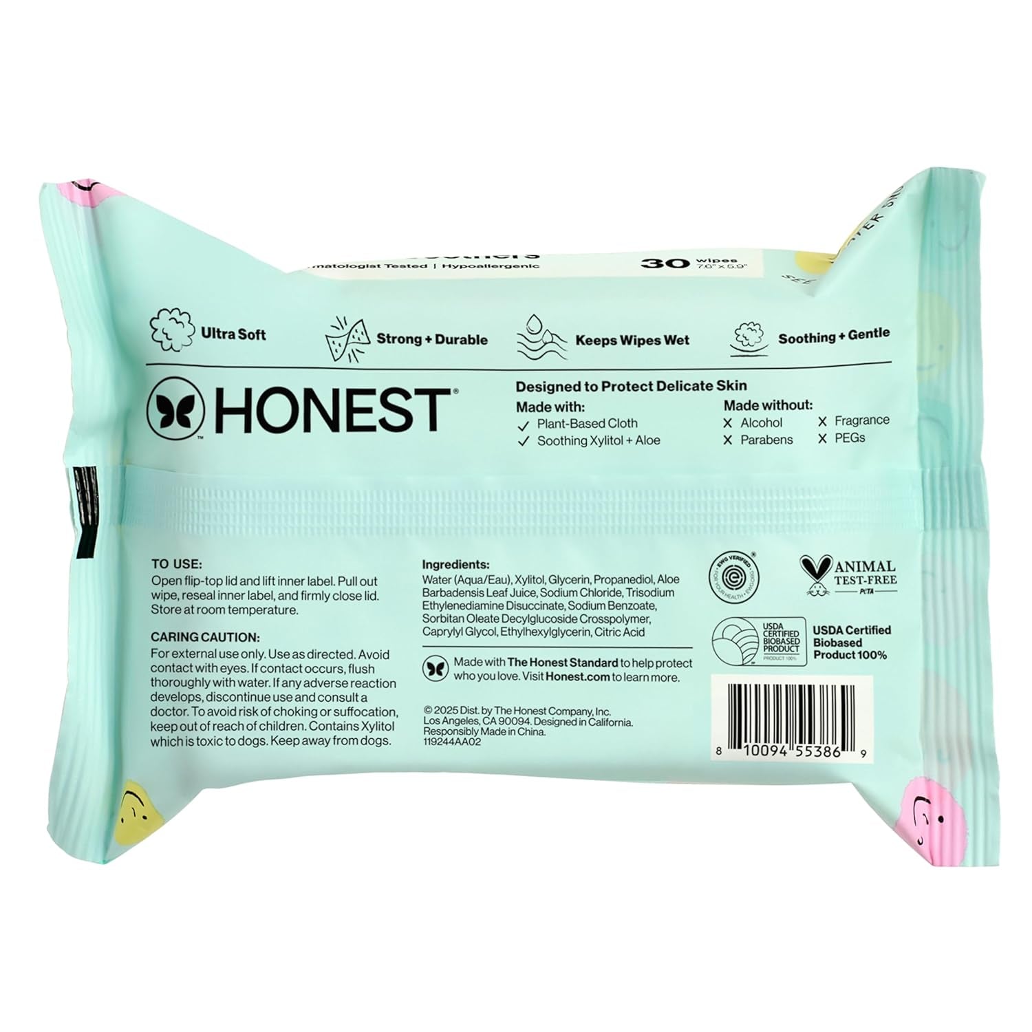 The Honest Company Plant-Based Snot Removing Wipes, Soothing Nose with Aloe, Hypoallergenic for Sensitive Skin, EWG Verified Fragrance-Free, 60 Count
