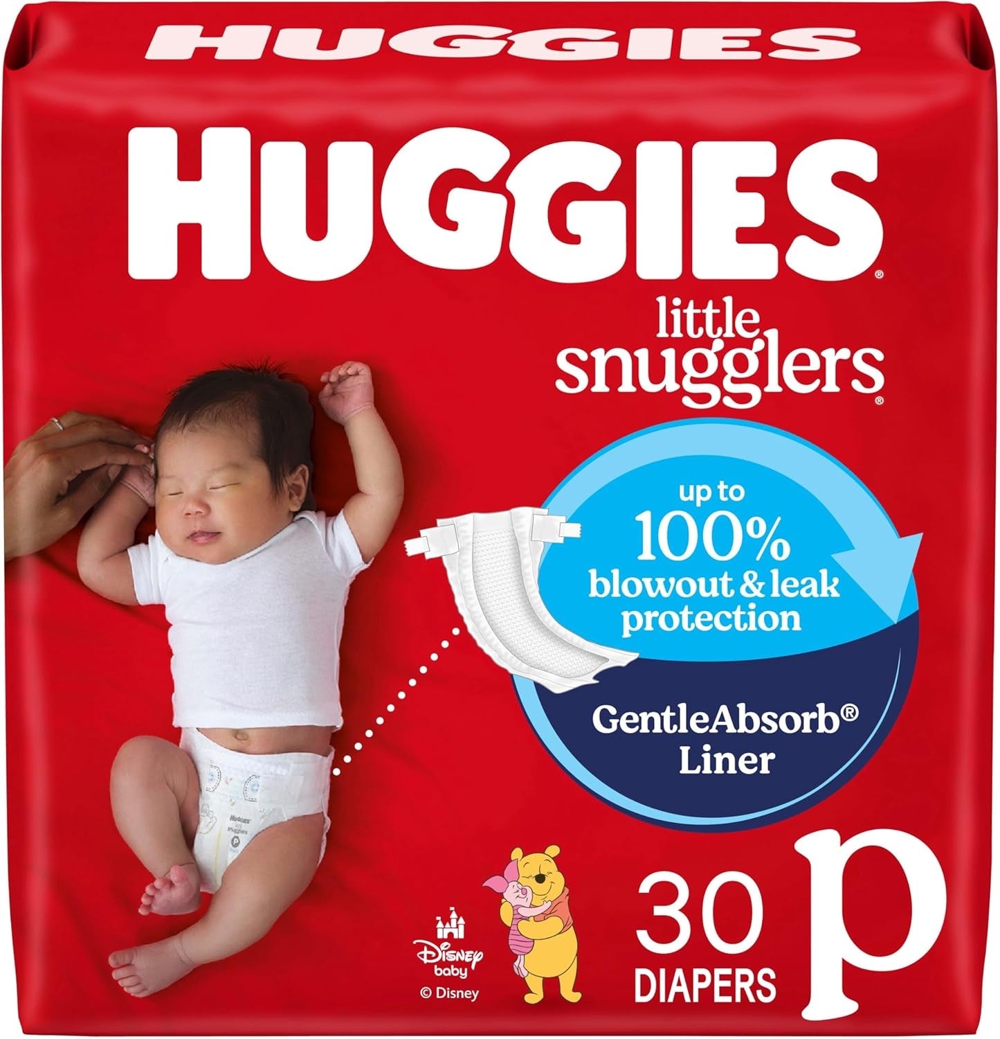 Huggies Newborn Diapers, Little Snugglers Baby Diapers, Size Preemie (Up to 6 Lbs), 30 Count