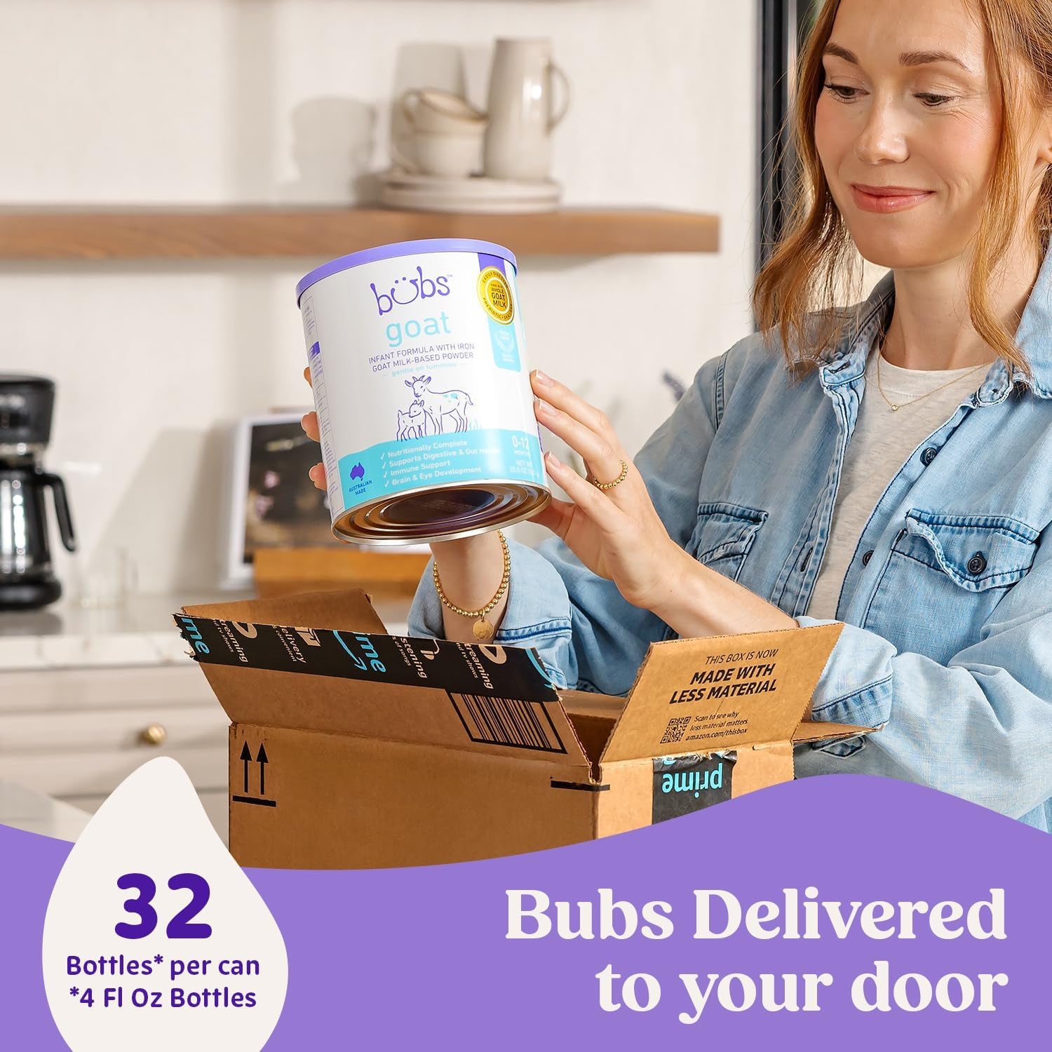 Bubs Whole Goat Milk Formula with Iron, Goat Milk-Based Powder, for Infants 0-12 Months, Made with Non-Gmo Goat Milk, 20 Oz