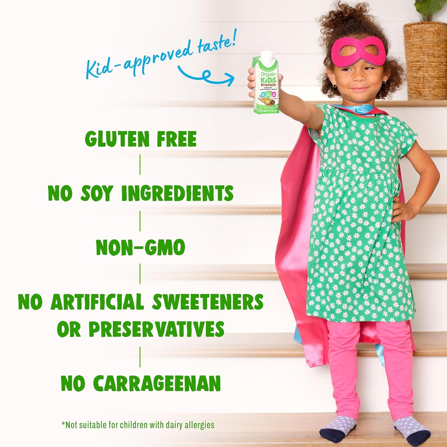 Orgain Organic Kids Nutritional Protein Shake, Chocolate, Healthy Kids Snacks, 8G Dairy Protein, 3G Fiber, 22 Vitamins & Minerals, No Soy Ingredients, Gluten Free, Non-Gmo, 8.25 Fl Oz (Pack of 12)