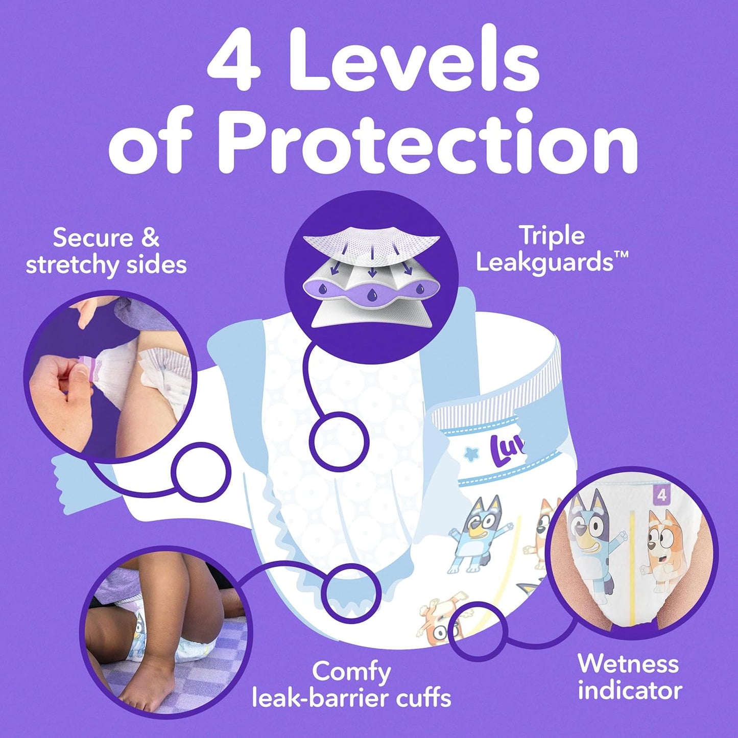 Luvs Diapers - Size 2, 104 Count, Bluey Platinum Protection Baby Diaper