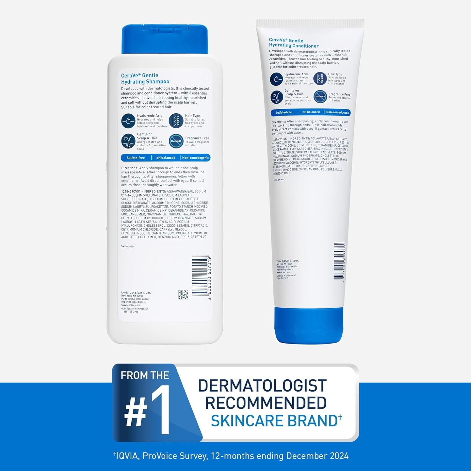 CeraVe Gentle Hydrating Shampoo and Conditioner Set Hair Scalp Care 12oz Duo