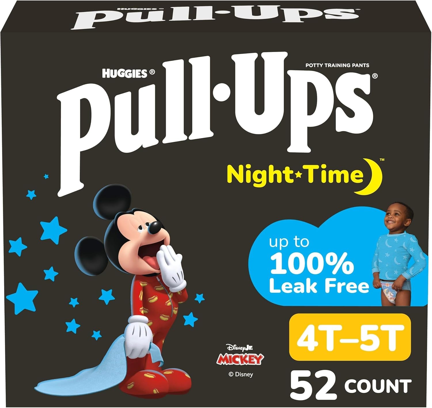 Pull-Ups Boys' Night-Time Potty Training Pants, Size 3T-4T Overnight Training Underwear (32-40 Lbs), 60 Ct