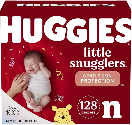 Huggies Newborn Diapers, Little Snugglers Baby Diapers, Size Newborn (Up to 10 Lbs), 128 Count
