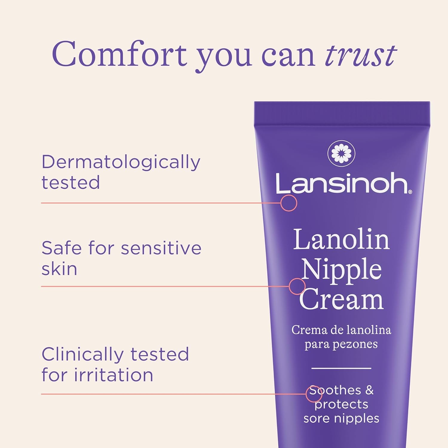 Lansinoh Lanolin Nipple Cream Safe for Breastfeeding Baby, 100% Natural Nipple Butter, Breastfeeding Essentials for Postpartum Moms, 1.41 Ounces