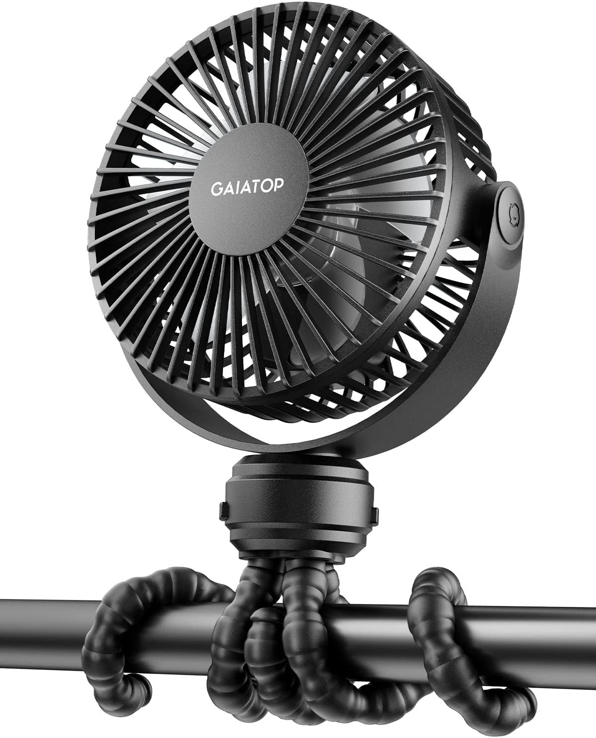 Gaiatop Mini Portable Stroller Fan, Battery Operated Small Clip on Fan, Detachable 3 Speed Rechargeable 360° Rotate Flexible Tripod Handheld Desk Cooling Fan for Car Seat Crib Treadmill Travel Pink