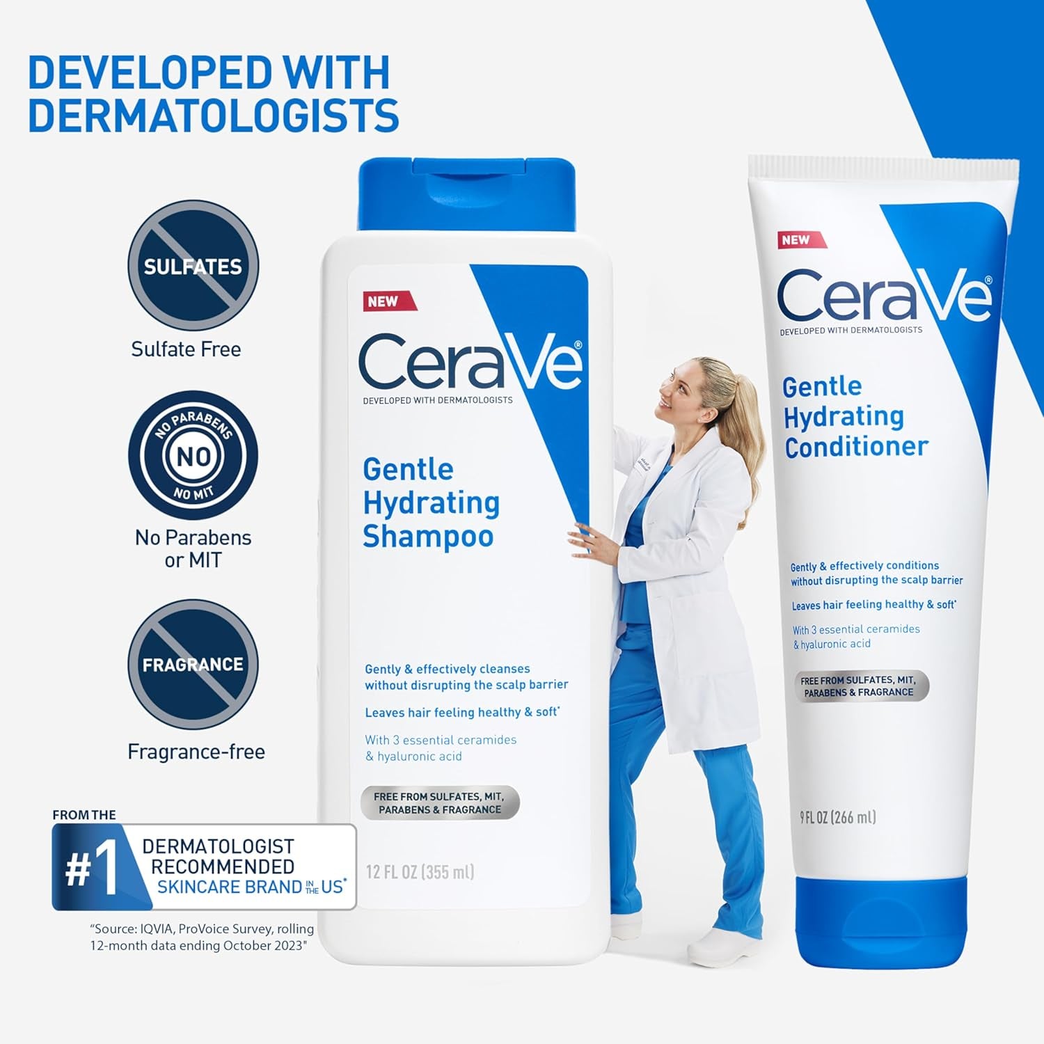 CeraVe Gentle Hydrating Conditioner Hair Moisturizer Ceramides 12 fl oz