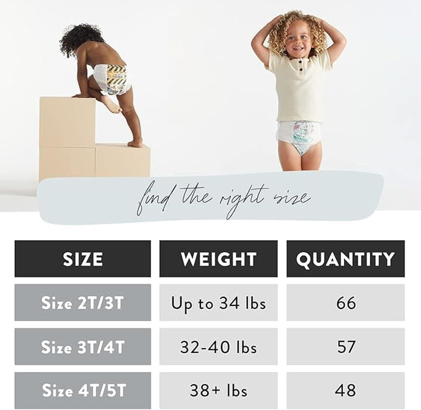 The Honest Company Clean Conscious Training Pants for Sensitive Skin, Hypoallergenic, Fragrance-Free, Magical Moments Butterfly Kisses Size 2T/3T (Up to 34 Lbs), 66 Count