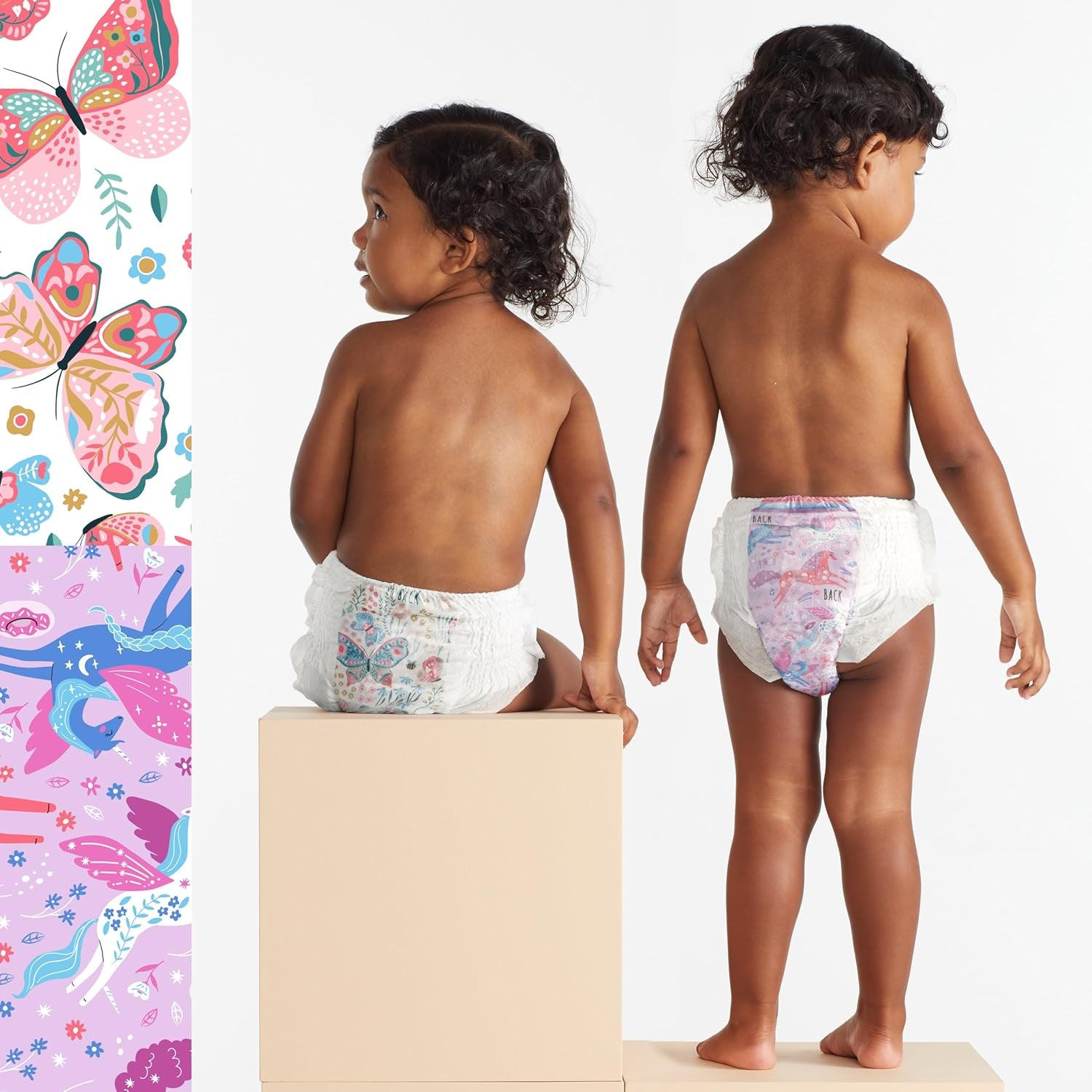 The Honest Company Clean Conscious Training Pants for Sensitive Skin, Hypoallergenic, Fragrance-Free, Magical Moments Butterfly Kisses Size 2T/3T (Up to 34 Lbs), 66 Count