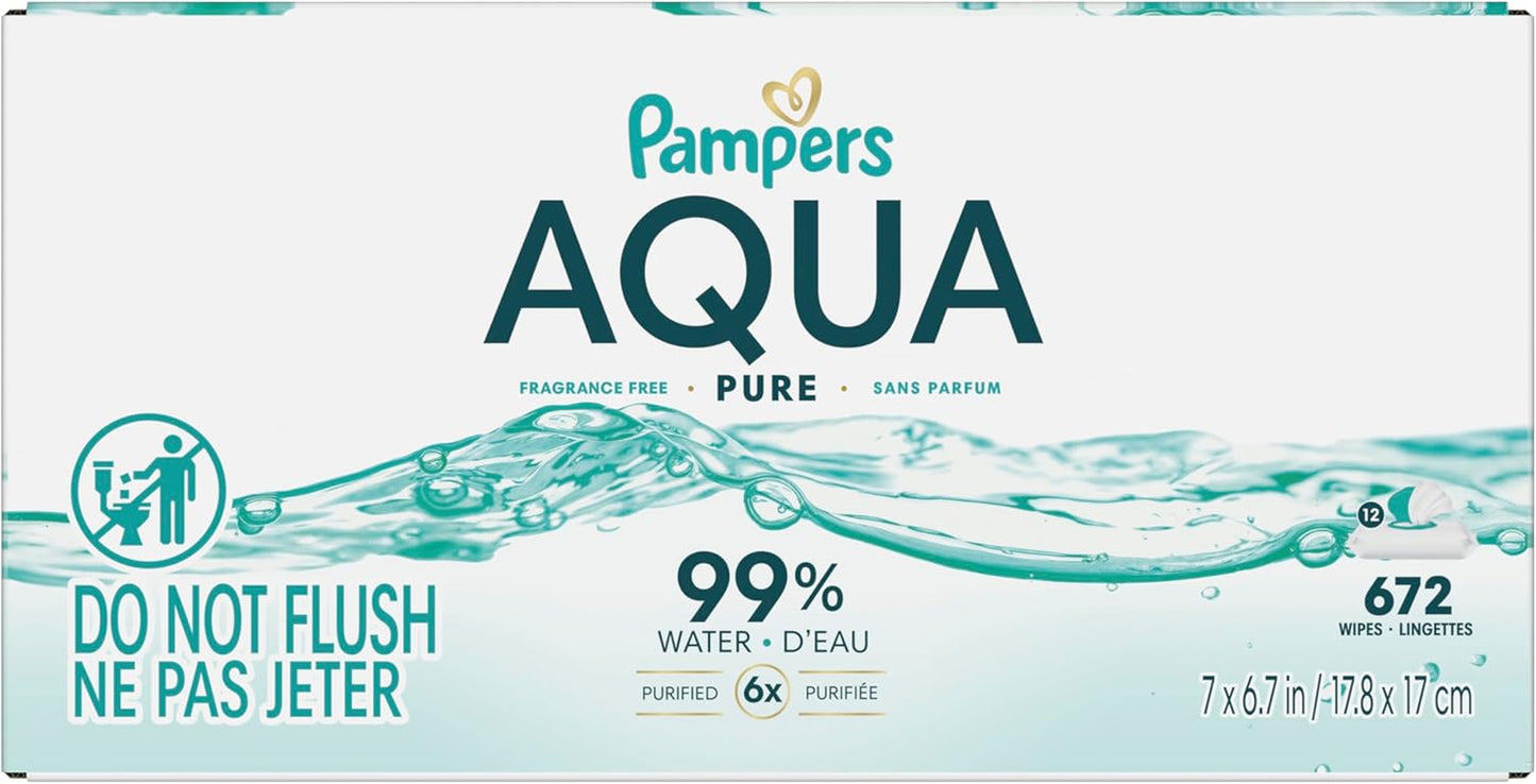 Pampers Aqua Pure Baby Wipes 56 Ct OLD