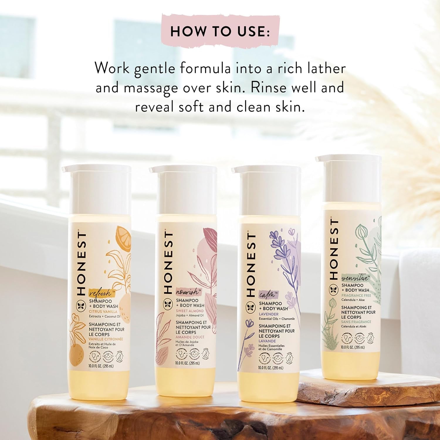 The Honest Company 2-In-1 Cleansing Shampoo and Body Wash Face Lotion Bundle, Gentle for Baby, Naturally Derived, Lavender Calm, 18.5 Fl Oz