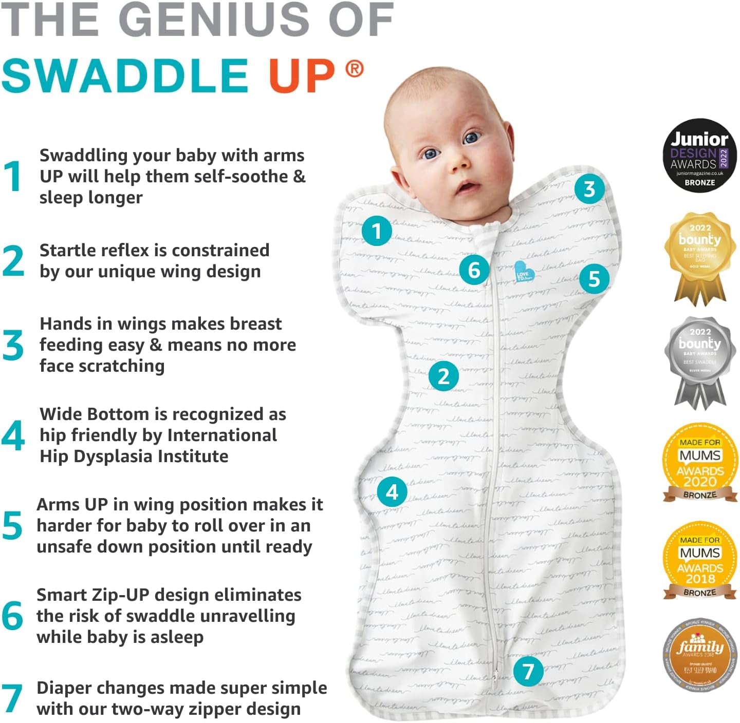 Love to Dream Swaddle UP, Baby Sleep Sack, Self-Soothing Swaddles for Newborns, Improves Sleep, Snug Fit Helps Calm Startle Reflex, New Born Essentials for Baby,1.0 TOG, 5-8.5 Lbs, Vacation Days