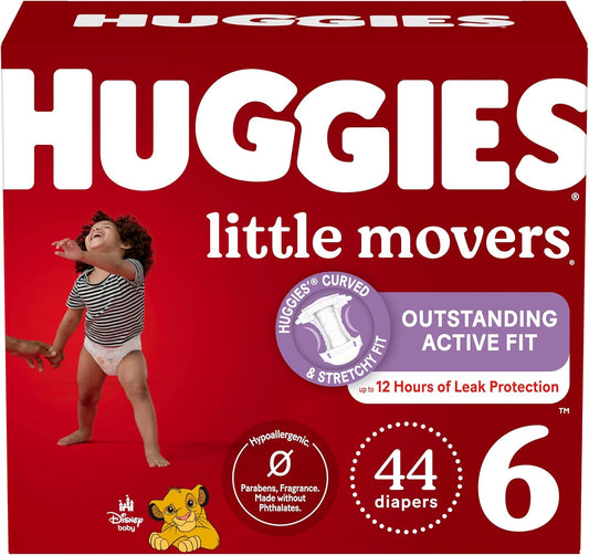 Huggies Size 6 Diapers, Little Movers Baby Diapers, Size 6 (35+ Lbs), 44 Count