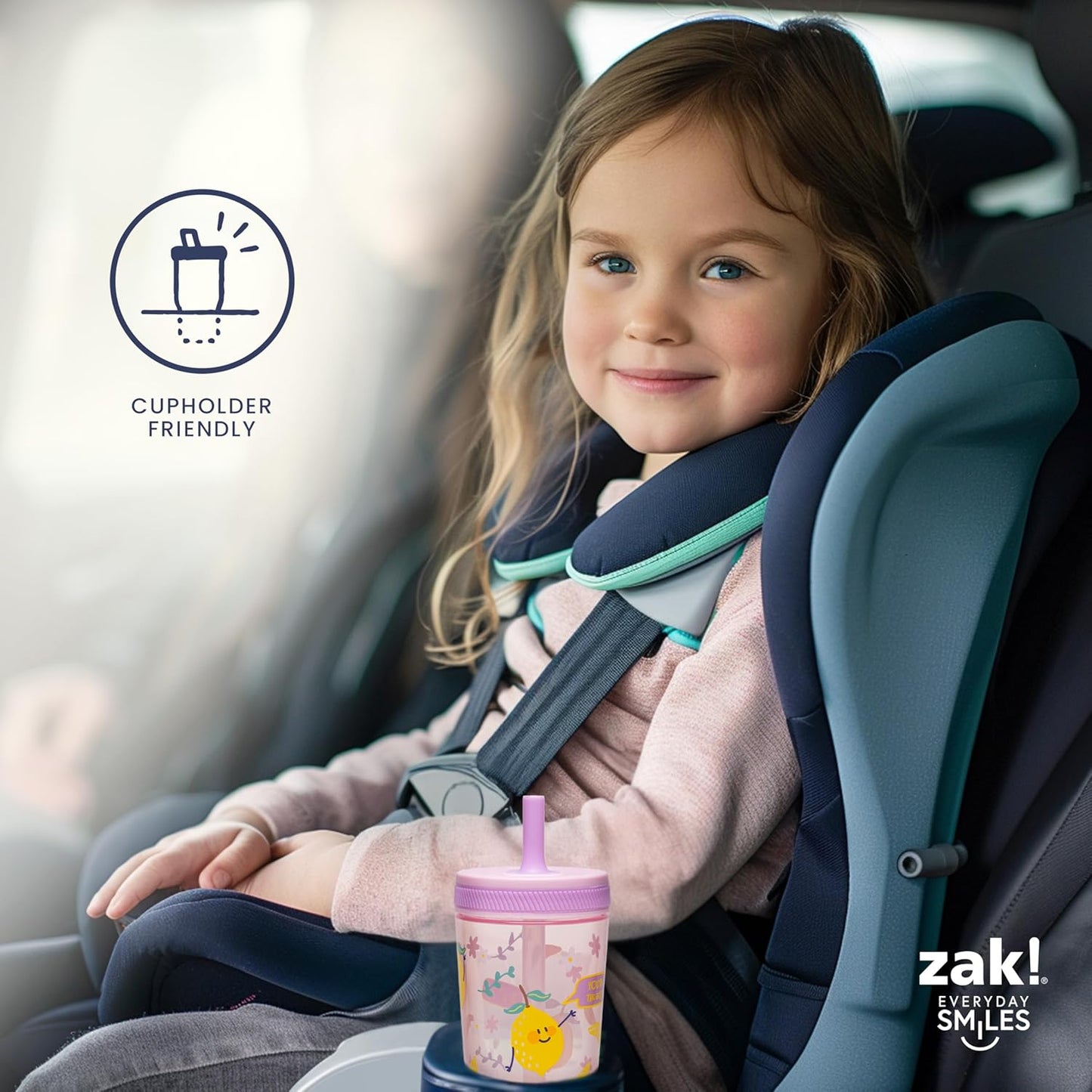 Zak Designs St. Jude Kelso Toddler Tumblers for Travel or at Home, 15Oz 2-Pack Durable Plastic Sippy Cups with Leak-Proof Design Is Perfect for Kids (Space and Smiles)